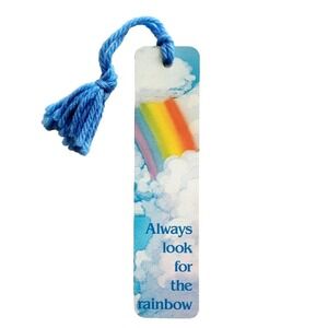 Vintage 80s Rainbow Bookmark Always Look  sky clouds 1983 Antioch Sunshine H-538